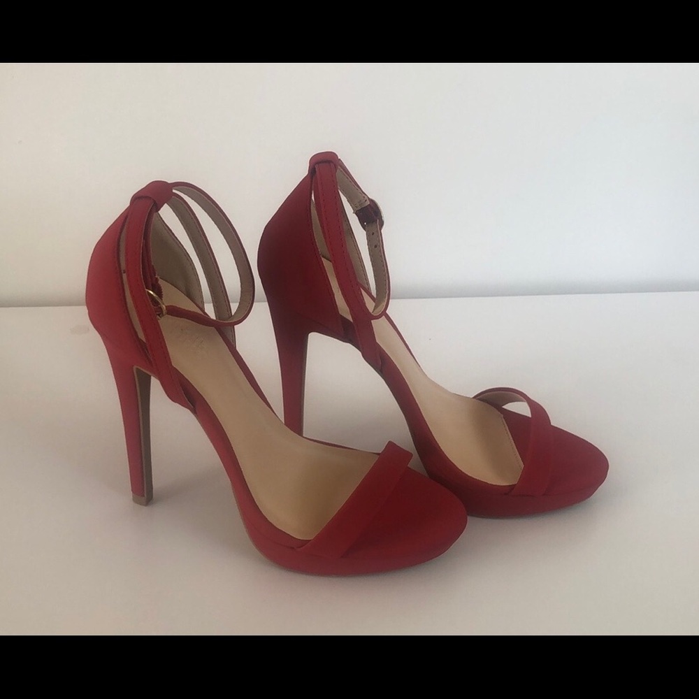Charlotte Russe ankle strap high heel shoes (red)